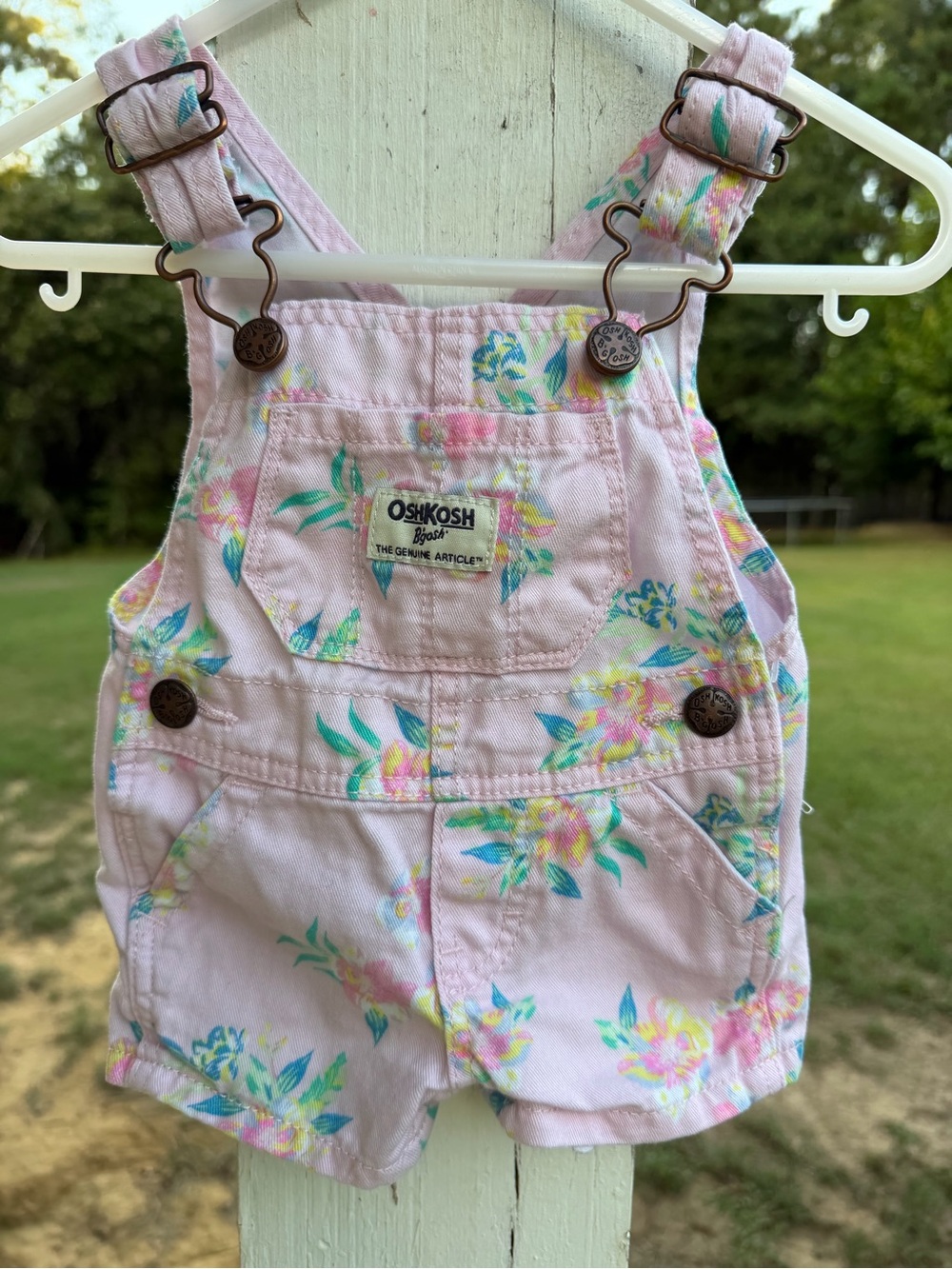OshKosh B'gosh Light Pink Floral Shortalls